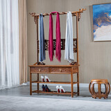 寻古红木家具非洲鸡翅木（学名：非洲崖豆木）卧室落地衣帽架实木中式仿古民宿室内鞋柜挂衣架一体 长100*宽36*高172(桌面62)cm