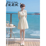 妃莉杋（FeiLiFan）法式新款连衣裙女装2025夏季小个子气质显瘦短款雪纺裙子女夏天 杏色 M （建议96-108斤）