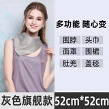 绿菲尔防辐射围脖甲状腺防护防辐射脖套围巾电脑手机颈部防辐射男女通用 灰色方巾大号52cm*52cm 均码