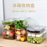 SP SAUCE日本冰箱冷冻沥水保鲜盒密封不串味食品储物盒厨房分类冷藏收纳盒 PET高透系列宽形小号 3.4L