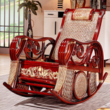 怡藤美藤椅摇椅沙发阳台老人午休午睡藤条逍遥躺椅大人藤编藤艺藤制椅子 红磨色 摇椅(含坐垫)+茶几组合