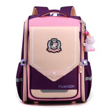 酷咖书包男孩小学生儿童双肩包女背包 轻便减负透气1-3-6年级大容量 深紫色（带独角兽挂件）