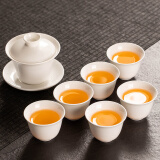 瓷牌茗茶具（cipaiming teaset）羊脂玉茶具套装德化白瓷茶壶泡茶器办公室会客盖碗功夫茶杯整套 《美人肩盖碗》羊脂玉 7件