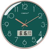 康巴丝（Compas）挂钟客厅钟表 万年历简约石英钟表挂墙时钟 C3242Y  墨绿色