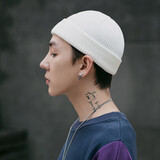 慕瑾繁饰韩版秋冬帽子男纯色毛线帽男女针织瓜皮帽潮百搭休闲嘻哈保暖冷帽 白色 均码有弹性