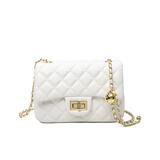 CLEVER & KETCH包包女包斜挎女士单肩包金球小香风菱格链条包小方包生日礼物 白色转运小金球