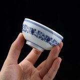 玻韵 勾藤青花瓷茶杯潮州高温陶瓷个人杯主人杯单杯功夫茶具 勾藤唯青茶杯（大号）