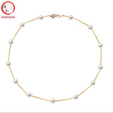 滴水成珠南珠世家淡水珍珠项链珍珠满天星项链优雅百搭生日礼物送女友 白色珍珠+45厘米925银黄色链