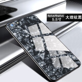 筑鼎 苹果7plus玻璃手机壳iphone8plus 6s se2超薄6plus防摔7硅胶8全包 6p/6Sp5.5大理纹黑【钢化玻璃背板】