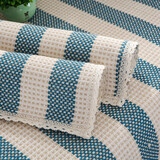 老粗布沙发垫 粗布棉麻布艺亚麻四季通用简约现代客厅防滑组合沙发靠背巾 条纹-蓝色 100*180cm