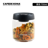 CAFEDE KONA真空按压玻璃密封罐 零食茶叶咖啡豆奶粉储物罐厨房收纳罐  黑色 750ml