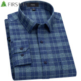 杉杉（FIRS）纯棉磨毛长袖衬衫男 中年爸爸装全棉格子衬衣男 A951-1 39 