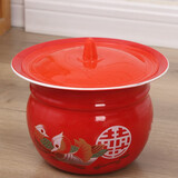 欧丽家搪瓷痰盂矮痰桶小孩搪瓷尿盆老人起夜桶可移动孕妇行动不便尿桶  矮红鸳鸯痰盂+盖