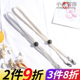 畅印防风绳帽子专用布帽渔夫帽遮阳帽太阳帽防掉松紧带可调节绳扣可拆帽绳 银色圆扣+米黄圆扣