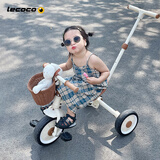乐卡（Lecoco）儿童三轮车宝宝推车2-5岁亲子童车 免充气轮 丝绒摩卡 