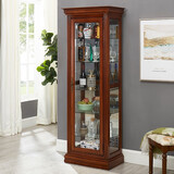 皇加豪庭 酒柜 美式实木柜客厅简约装饰柜餐边柜餐厅展示柜红酒柜子玻璃柜 樱桃色