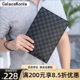 CalaceKonla手包男大容量超薄信封包商务男士手拿包手夹包休闲手抓包时尚CK39 39#格子黑色