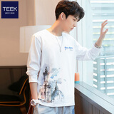TEEK男士t恤上衣服 青少年秋冬季新款长袖男装春秋款潮流休闲体恤衫 HE252白色 L