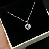 s999纯银月牙莫桑石闪亮项链女轻奢高级感小众设计足银锁骨链 S999月牙莫桑钻【GRA证书】