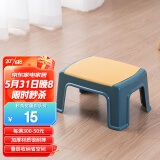 好尔凳子家用板登客厅卧室换鞋凳防滑塑料凳子脚踏矮凳中号墨黄色1个