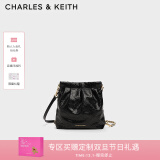 CHARLES&KEITH迷你菱格流浪包单肩斜挎双肩包包女包生日礼物CK2-60782390 Black黑色 S