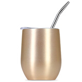 帕拉蒂托配马黛茶吸管 马黛茶专用保温茶杯 304不锈钢敞口防烫带盖水杯子 【配过滤吸管】保温杯(土豪金)  350ml 保温保凉杯