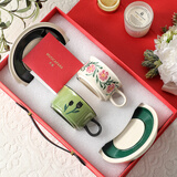 乐笙罗塞花园咖啡杯碟新婚礼物乔迁复古情侣对杯茶杯礼盒套装精致高档 罗塞花园-绿精灵+小红花+红礼盒