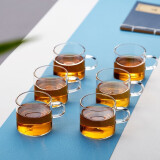 美斯尼 玻璃杯子茶杯小茶杯玻璃茶具玻璃水杯带把手加厚耐热品茗杯 装（透明把） 6只