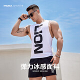 墨立方运动背心男士潮牌度假坎肩马甲宽松夏季宽肩健身训练无袖t恤 黑色/白 175/96A/L