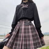 【JK制服官方】正版JK制服套装学院风格裙水手裙全套百褶裙女学生日系不良少女正统校服童女 极夜之歌+领花+长袖衬衫 M【尺码偏小】