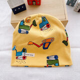 楚歌质优品儿童纯棉帽子围脖套装男宝宝超萌套头帽秋冬保暖女婴儿韩版双层帽 挖土机(双层帽子) L(3岁-8岁头围48-54)