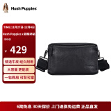 暇步士（Hush Puppies）男士包包单肩斜挎包2024新款时尚户外通勤真皮邮差包纯牛皮小挎包 黑色HA-2011708W-5710