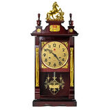 冬柏机械座钟老式上弦链发条铜机芯实木报时客厅机械挂钟表 座挂两用机械钟31天机芯 印花 12英寸