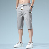 真维斯（Jeanswest）短裤男夏季薄款天丝潮流宽松透气运动中裤子男生冰丝休闲七分裤男 浅灰 3XL
