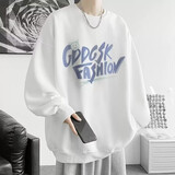 畅登 春秋长袖t恤男卡通印花卫衣男ins青少年宽松打底内搭内衣男上衣 白色常规【勤-H54】 XL