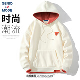 GENIOLAMODE卫衣男潮牌设计感连帽假两件时尚百搭男生上衣