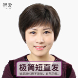 智爱（ZHIAI）假发女短发直发真发中老年人女士时尚送妈妈假头发化疗光头假发套真人发丝自然透气 模特自然黑真发【轻薄手织顶心】均码/可调大小 均码
