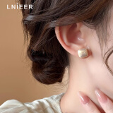 LnieerS925银针小方糖珍珠耳钉女款轻奢高级感气质耳环2025新款秋冬耳饰 【香槟色】方糖珍珠耳钉