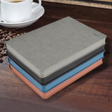 博文压纹皮面笔记本商务仿布纹记事本喷边平装办公会议记录本学生本子可定制logo 【(631)A5 灰色】