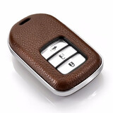 迪加伦 真皮本田钥匙包 21款 十代雅阁思域新CRV思铂睿XRV缤智钥匙套 男士汽车钥匙扣 天然棕 (单个钥匙壳不含扣) 本田专车专用智能钥匙