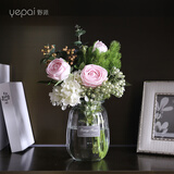 野派ins仿真花假花北欧小清新花束摆件装饰花客厅室内桌面插花摆件 C款清新花艺（含花瓶）