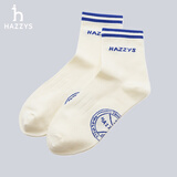 哈吉斯（HAZZYS）配饰 HRC系列中筒袜【3A抗菌】休闲袜男袜子AAHZ1YBA023 白色WT 1双 均码