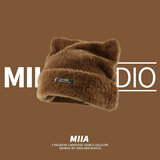 MMOPTOP可爱猫耳朵帽子女秋冬款毛绒保暖毛线帽百搭针织冷帽包头帽潮