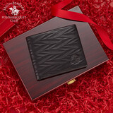 圣大保罗2025男士羊皮钱包男商务柔软羊皮钱夹票夹实用生日七夕情人节礼物 实木礼盒+代写贺卡