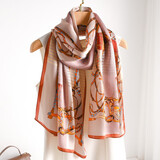 杭丝府围巾女真丝丝巾秋冬长巾女回形素绉缎披肩伴手礼送妈妈生日礼物