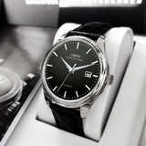 罗宾尼（LOBINNI）手表男全自动机械表男纤薄商务休闲皮带防水瑞士风格腕表12026 银壳黑面黑皮 | 超薄机芯