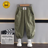 G.DUCKKIDS小黄鸭童装男童长裤夏季纯棉宝宝2024新款裤子儿童薄款休闲裤春秋 军绿色小黄鸭夏季休闲裤 110 (XL) 建议身高100cm左右