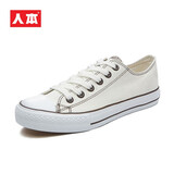 人本 春秋平底板鞋经典帆布鞋百搭布鞋潮牌港风休闲男鞋子 白棕 41 男