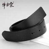 牛当家不带头皮带男打洞腰带真皮头层牛皮纯皮无头打孔裤带 3.7CM宽款圆孔板扣黑色1010 115cm 腰围2尺7-2尺8