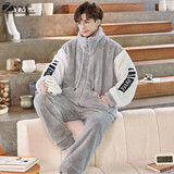 姿妍梦睡衣男秋冬季珊瑚绒加厚加绒青少年可外穿保暖家居服男士休闲套装 8564#款 L 码 建议165-172cm/100-130斤